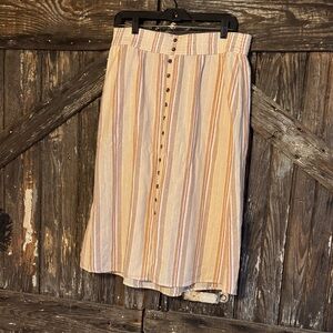 Sonoma Striped Midi Skirt with Buttons and Pockets